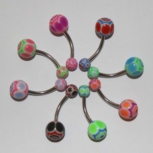 Pack 5: 8 BRAND NEW Navel / Belly Button Rings